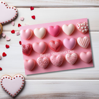 Pink Chocolate Hearts Valentine`s Day Card 