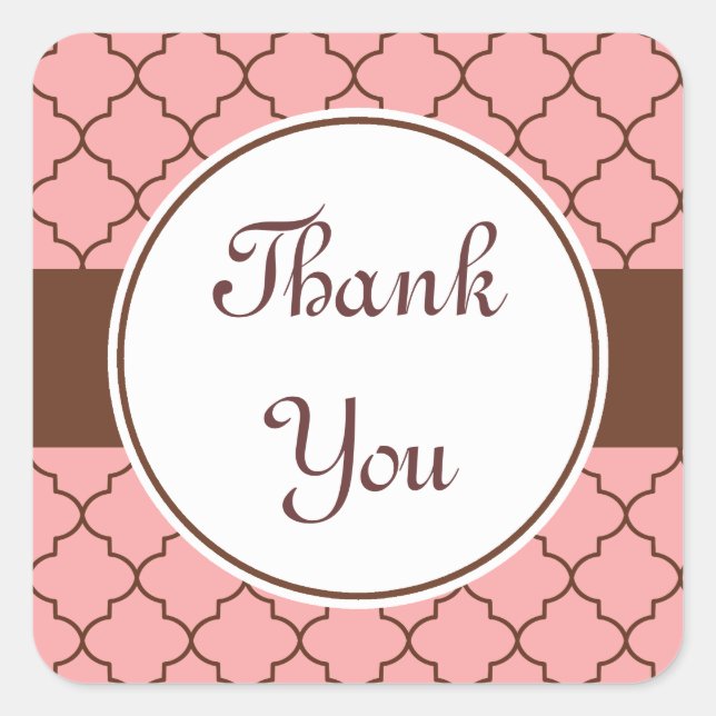 Pink Chocolate Thank You Stickers (Front)