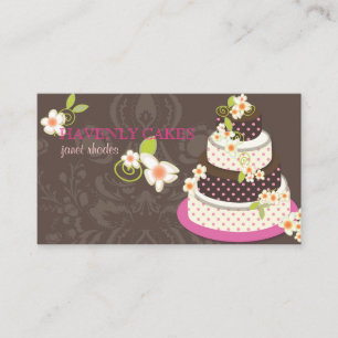 Pink + Chocolate Wedding Cake/Bakery/pâtisserie Business Card