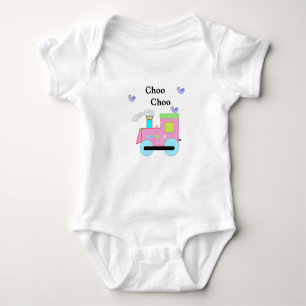 Pink Choo Choo Train with Blue Birds Baby Bodysuit