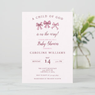  Pink Christian Coquette Baby Girl Child of God Invitation