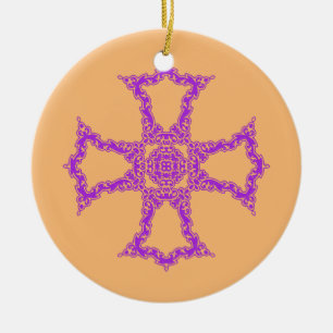 Pink Christian Cross Ceramic Tree Decoration