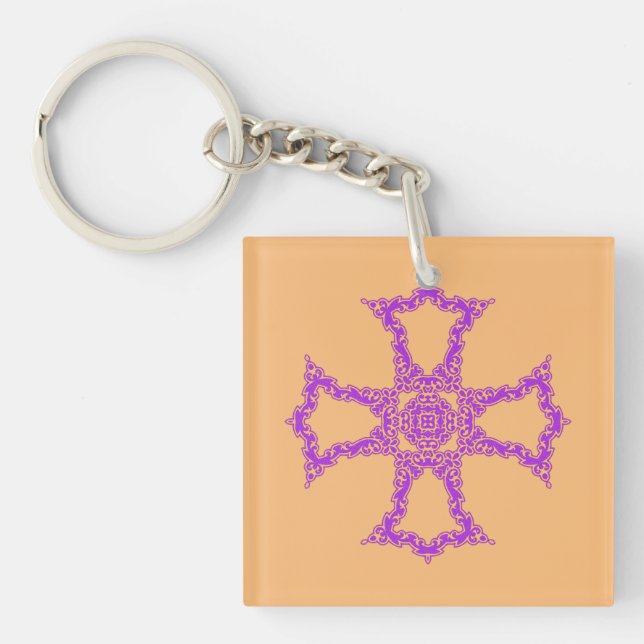 Pink Christian Cross Key Ring (Front)