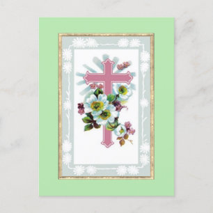 Pink Christian Cross Postcard