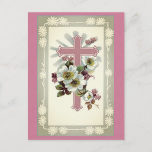 Pink Christian Cross Postcard