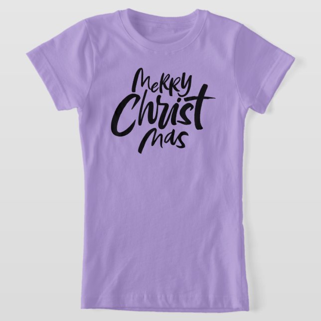 Pink Christian Motto Christ Christmas Lettering T-Shirt (Laydown)