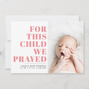 Pink Christian Photo Birth Announcement