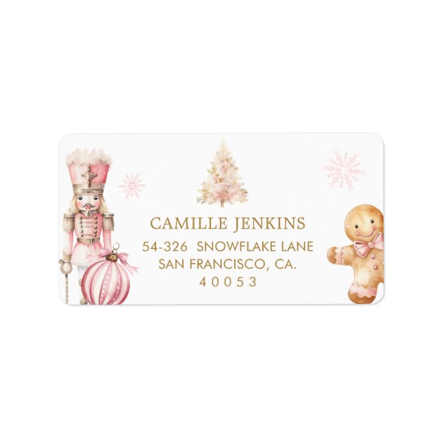 Pink Christmas Address Label (Front)
