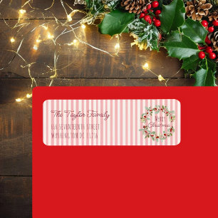 Pink Christmas Address Label Merry Christmas Flo