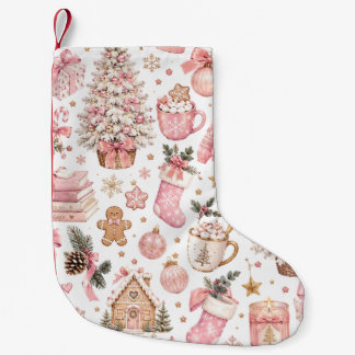 Pink Christmas Aesthetic Christmas Pattern Small Christmas Stocking