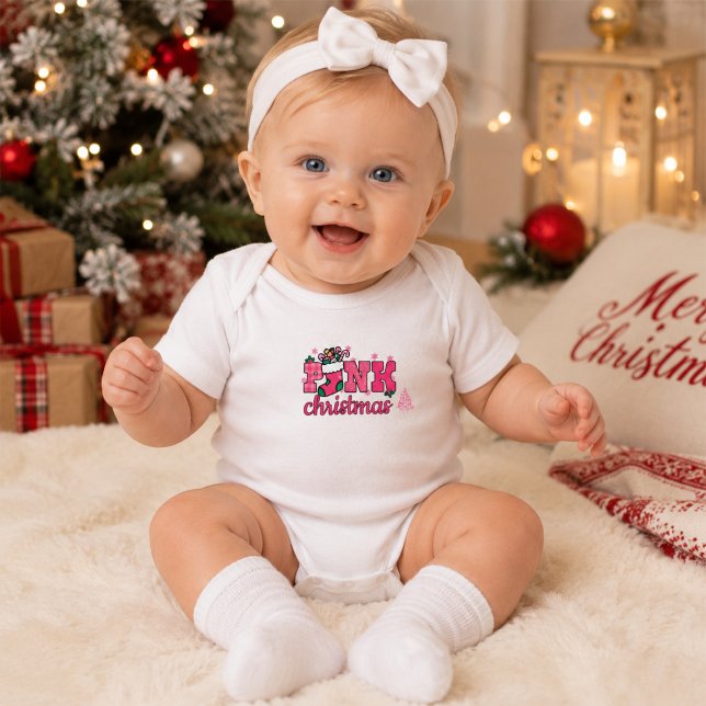 Pink Christmas Baby Bodysuit (Creator Uploaded)