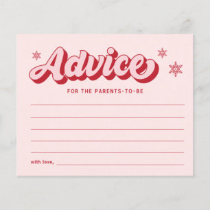 Pink Christmas Baby Shower Advice Card