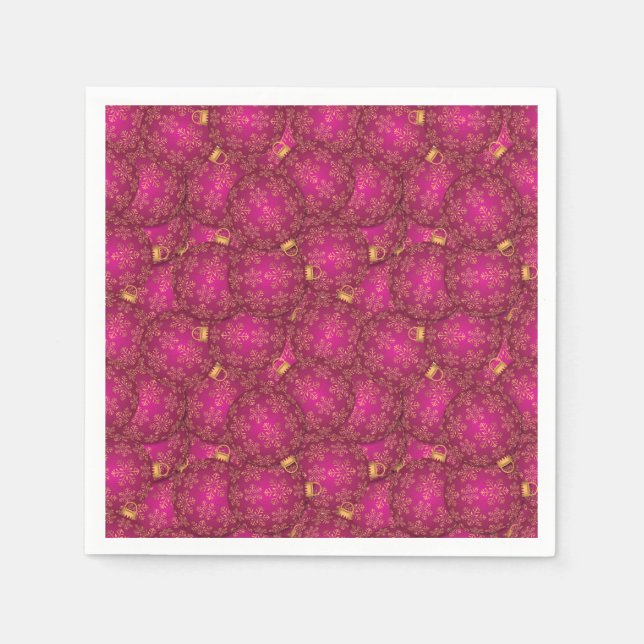 Pink Christmas balls Napkin (Front)