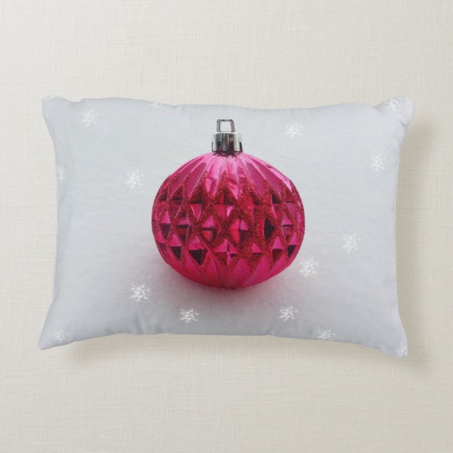Pink Christmas bauble Decorative Cushion (Back)