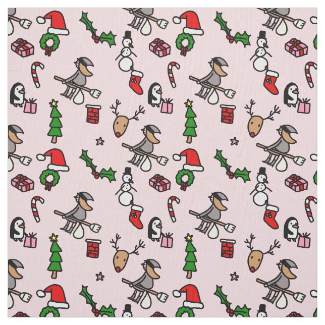 pink christmas befana fabric (Swatch)