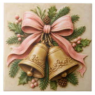 Pink Christmas Bells with Coquette Bow Tile