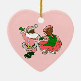  pink christmas black santa claus wife  ceramic tree decoration