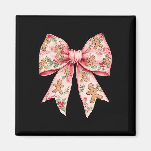 Pink Christmas Bow Coquette Xmas Gingerbread Women Magnet