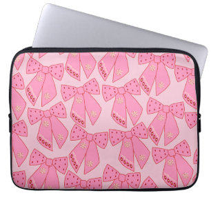 Pink Christmas Bows Laptop Sleeve