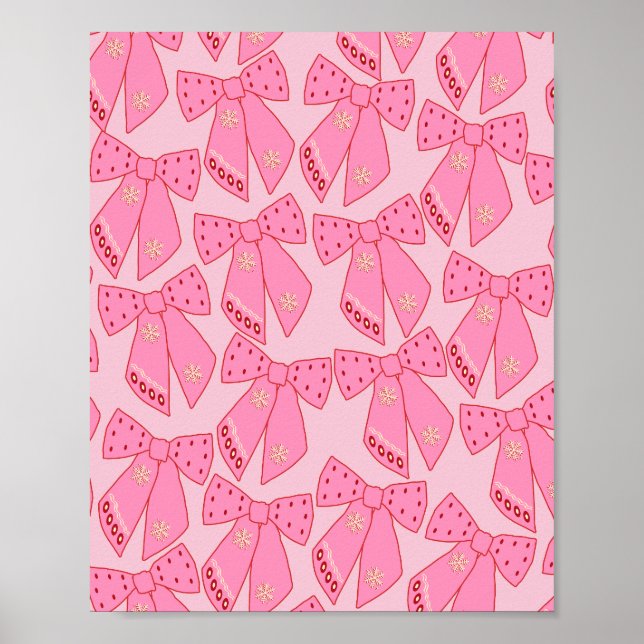 Pink Christmas Bows Poster (Front)