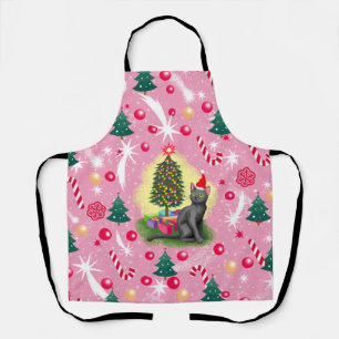 Pink Christmas Cat Apron