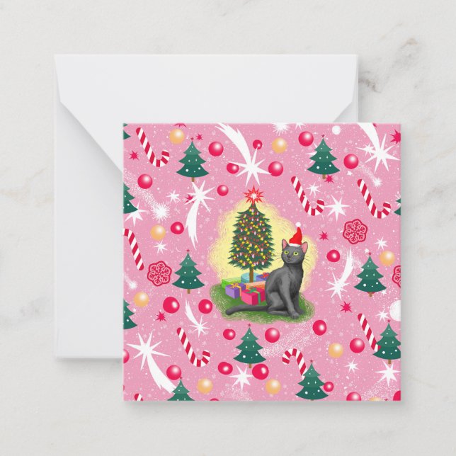 Pink Christmas Cat Card (Front)