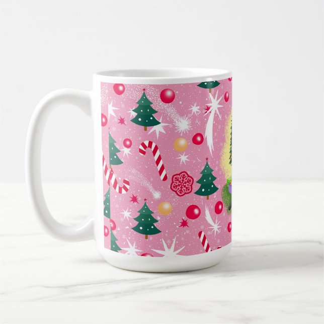 Pink Christmas Cat Coffee Mug (Left)