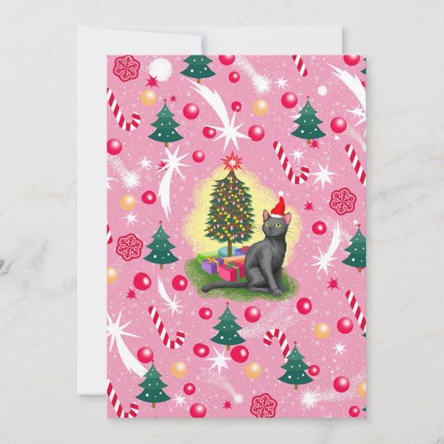 Pink Christmas Cat Invitation (Front)