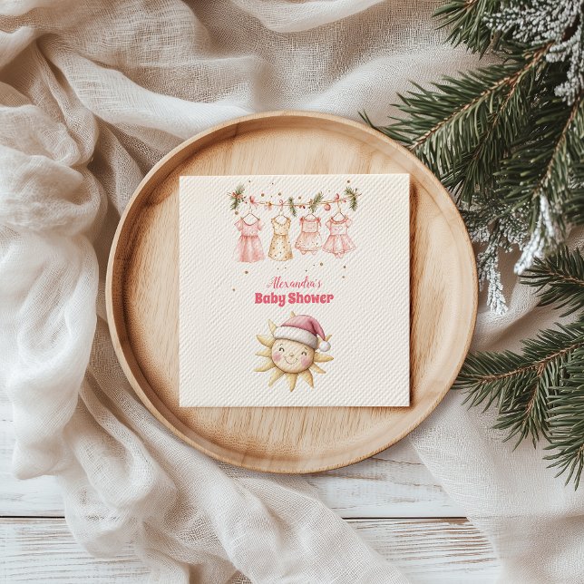 Pink Christmas Clothesline Baby Shower Napkin (Creator Uploaded)