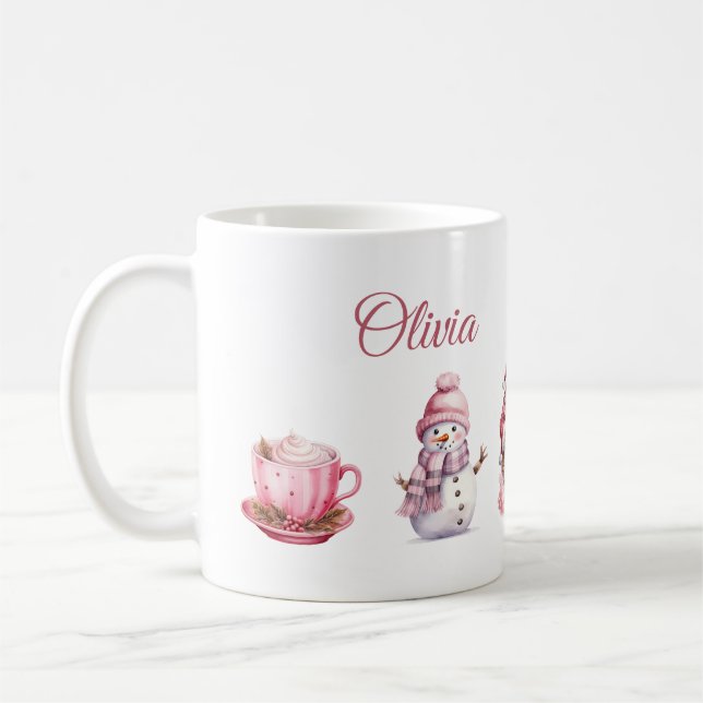 Pink Christmas  Coffee Mug (Left)