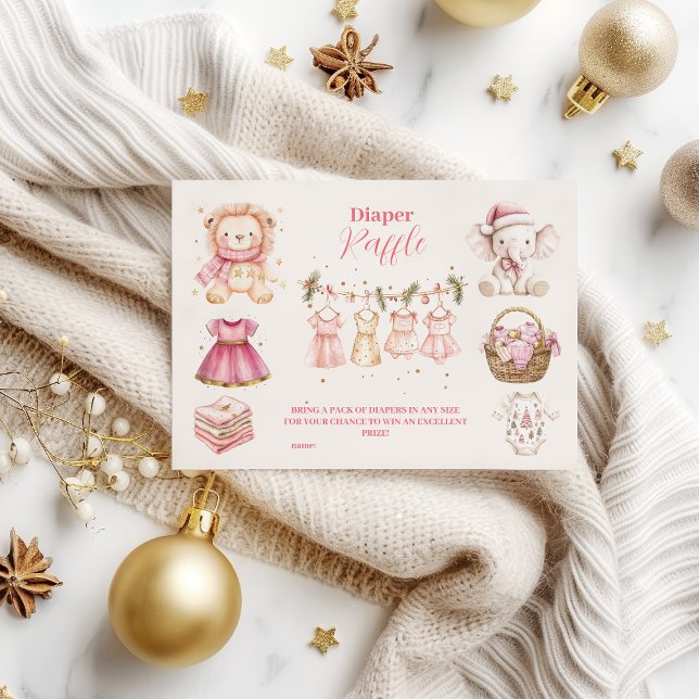 Pink Christmas Collage Diapper Raffle Enclosure Card (Creator Uploaded)
