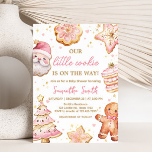 Pink Christmas Cookie Baby Shower  Invitation