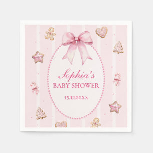 Pink Christmas Cookie Baby Shower Napkin