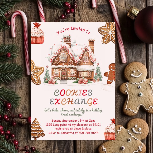Pink Christmas Cookie Exchange | Colourful Holiday Invitation (Creator Uploaded)