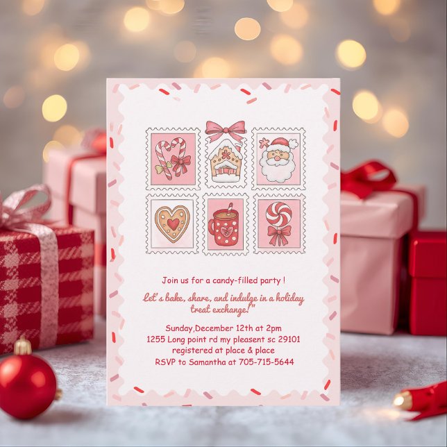 Pink Christmas Cookie Exchange Invitation (Creator Uploaded)