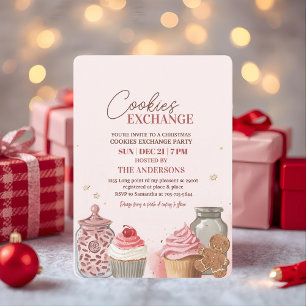 Pink Christmas Cookie Exchange Invitation