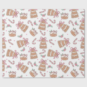 Pink Christmas Cookie Seamless Pattern Wrapping Paper
