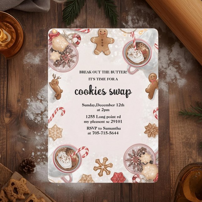 Pink Christmas Cookie Swap Invitation (Creator Uploaded)