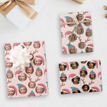Pink Christmas Crew Three Photo Custom Wrapping Paper Sheet<br><div class="desc">This set of three sheets of pink and cyan blue gift wrap will delight friends and family when you personalise it with the photos of your kids, parents, friends or pets, putting the whole crazy cast of characters in silly, holiday hats (Santa and elf) and reindeer antlers. Each sheet of...</div>