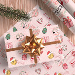 Pink Christmas Cute Personalised Baby Kids Wrapping Paper<br><div class="desc">Retro Christmas Cute Personalised Baby Kids</div>