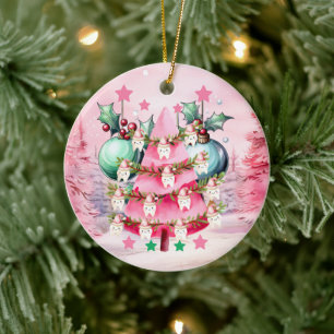 Pink Christmas Dentist Merry Christmas Ornament
