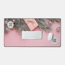 Pink Christmas Desk Mat Mouse Pad