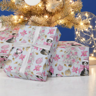 Pink Christmas Dogs Wrapping Paper