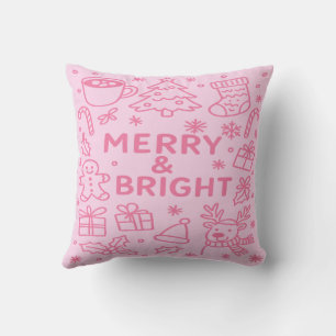 Pink Christmas Doodle   Cosy Christmas Cushion