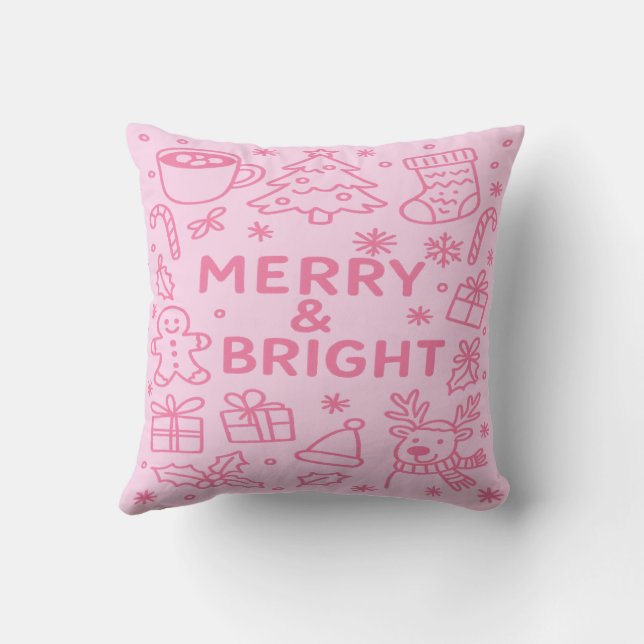 Pink Christmas Doodle | Cosy Christmas Cushion (Back)