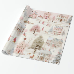 Pink Christmas Ephemera Pattern  Wrapping Paper