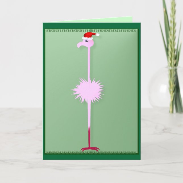Pink Christmas Flamingo 3 Card (Front)