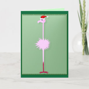 Pink Christmas Flamingo 3 Card