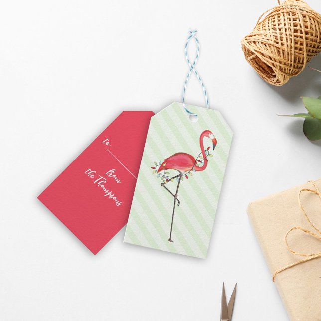 Pink Christmas Flamingo Personalised  Gift Tags (Creator Uploaded)