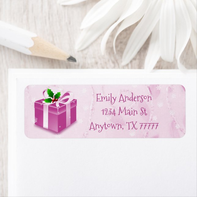 Pink Christmas Gift Address Label (Insitu)